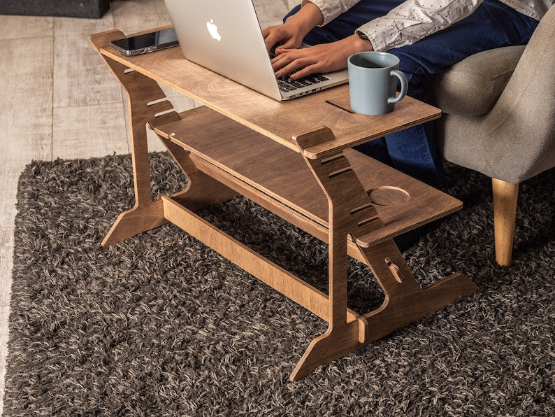 Adjustable wooden desk stand