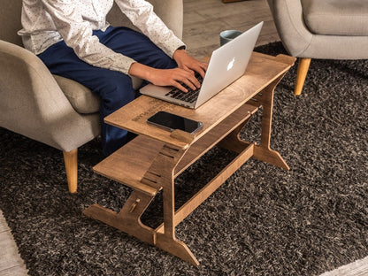 Adjustable wooden desk stand